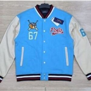 Ralph Lauren Blue and Cream Varsity Jacket
